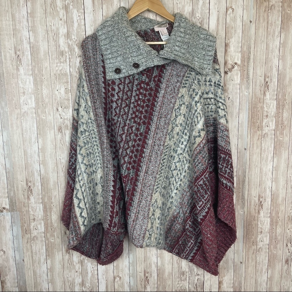 Forever‎ 21 Pancho Wool Blend Women Long Sleeve Pullover Size M